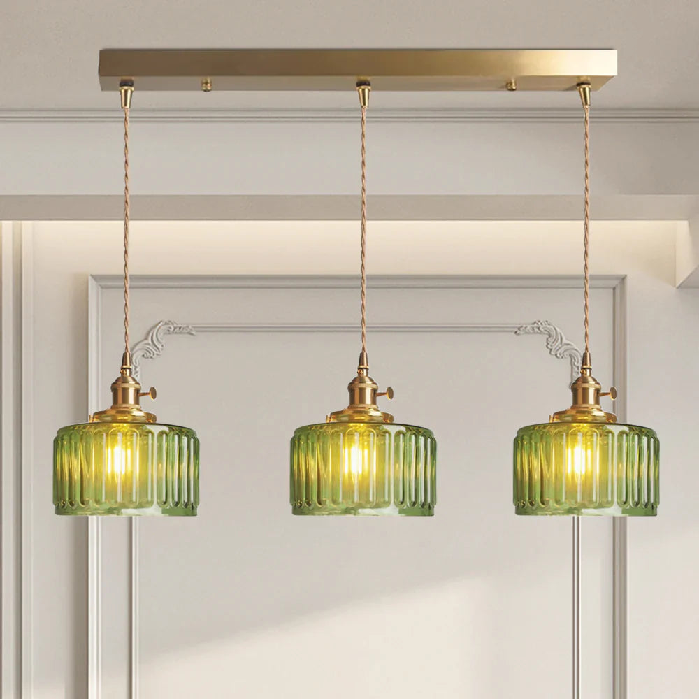 Lampa wisząca vintage rowkowana dekoracyjna