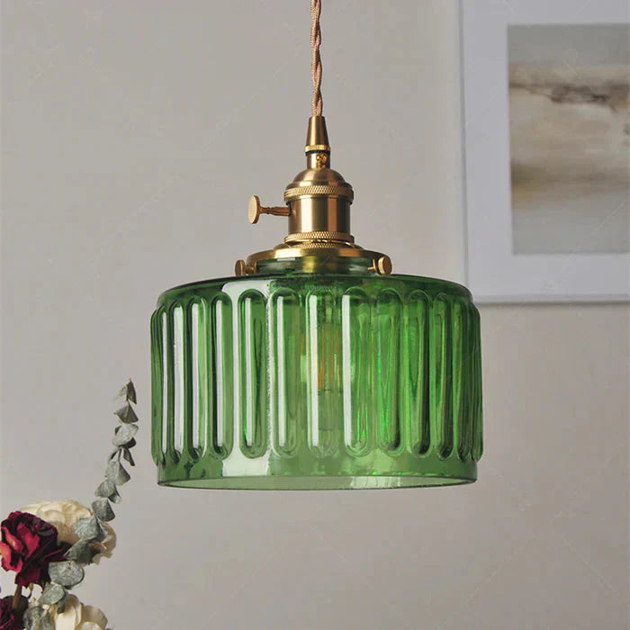 Lampa wisząca vintage rowkowana dekoracyjna