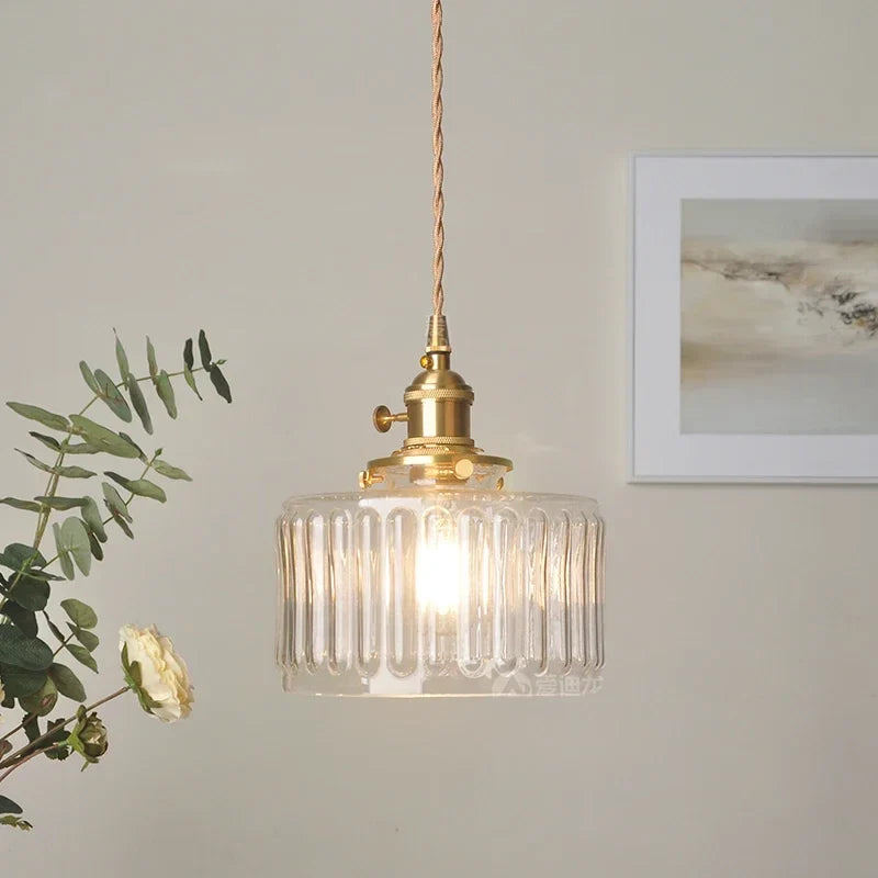 Lampa wisząca vintage rowkowana dekoracyjna