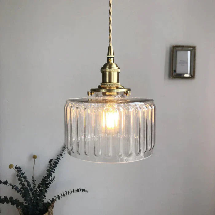 Lampa wisząca vintage rowkowana dekoracyjna