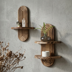 Modern decorative arch-shaped wall shelf with grooves