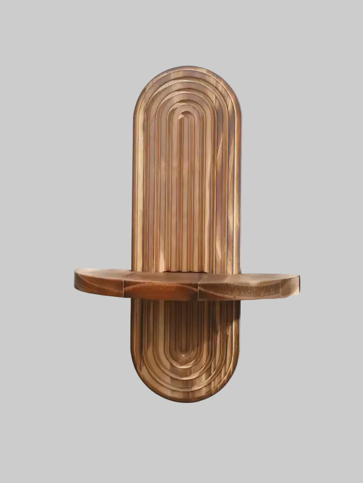Modern decorative arch-shaped wall shelf with grooves
