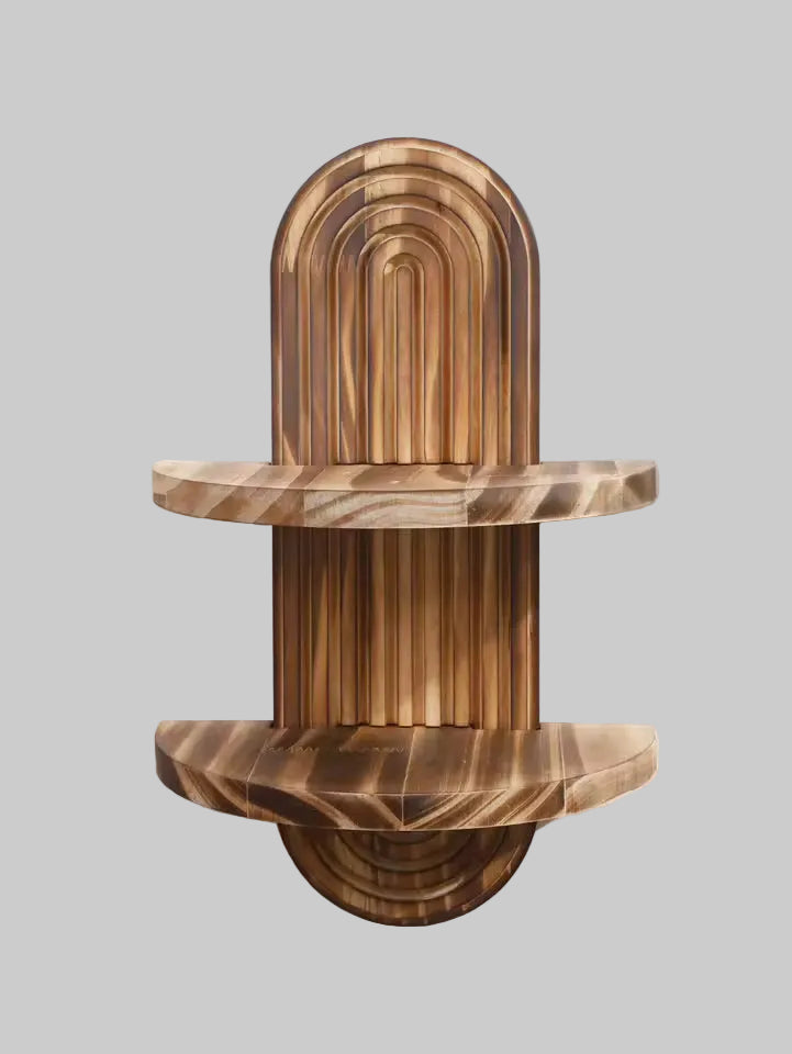Modern decorative arch-shaped wall shelf with grooves