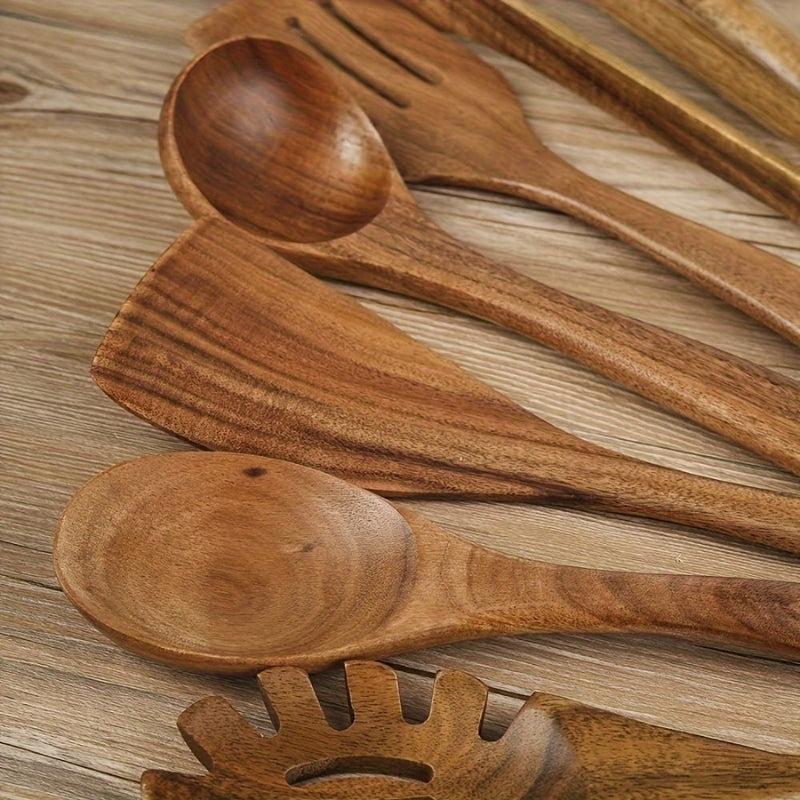 Wooden cooking utensils set