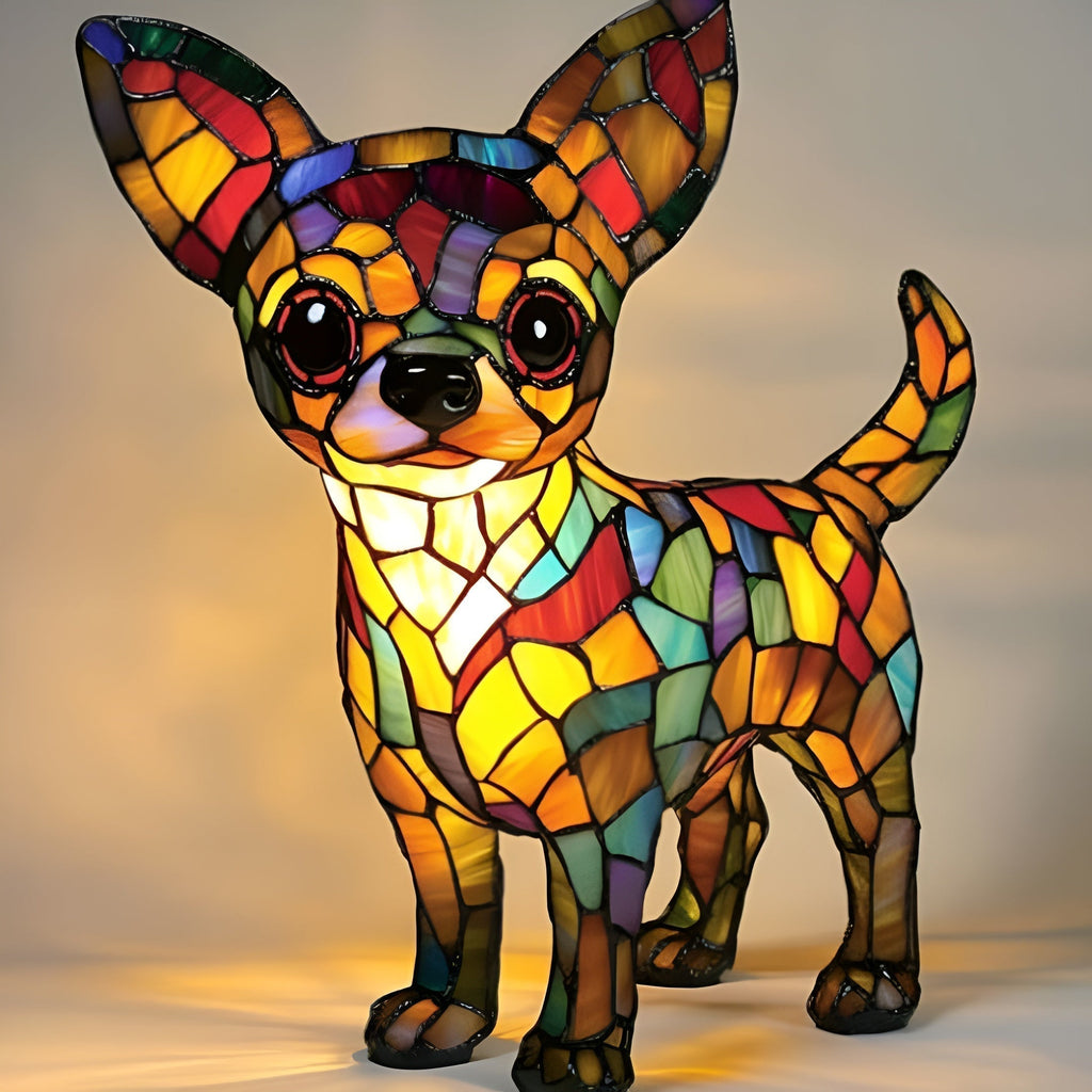 Lampa stołowa LED dekoracyjna mozaika chihuahua