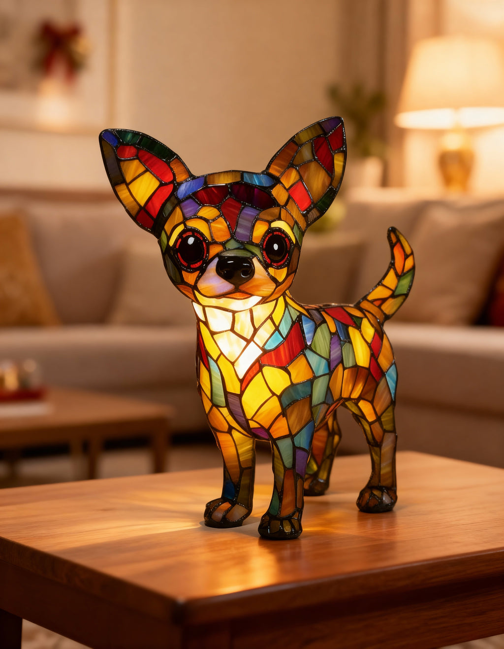 Lampa stołowa LED dekoracyjna mozaika chihuahua