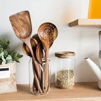 Set of wooden kitchen utensils