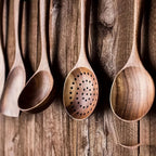 Set of wooden kitchen utensils