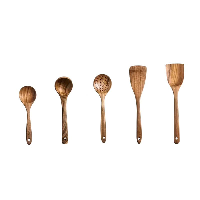 Set of wooden kitchen utensils