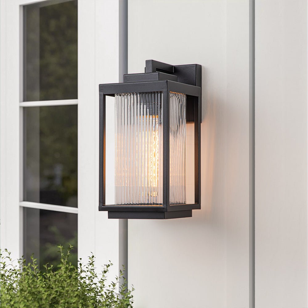 Zewnętrzna Lampa Ścienna Nowoczesna Latarniowa Ryflowana