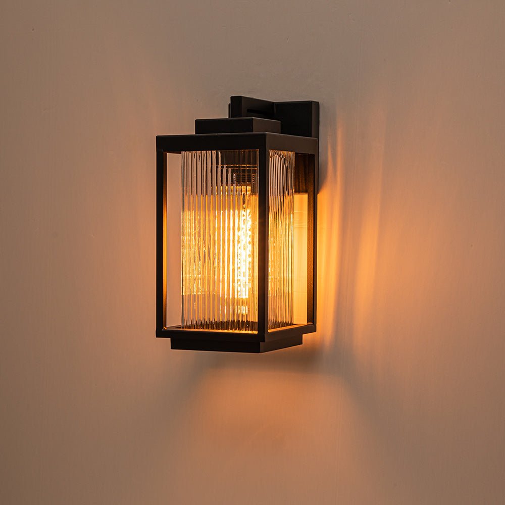 Zewnętrzna Lampa Ścienna Nowoczesna Latarniowa Ryflowana