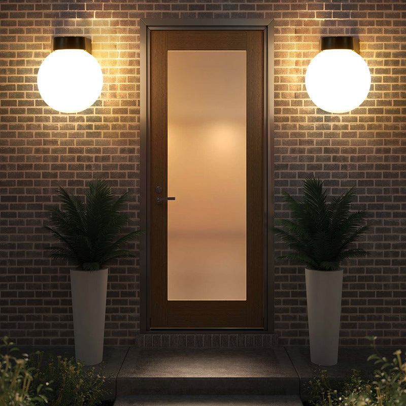 Zewnętrzna lampa ścienna nowoczesna kulista czarna LED