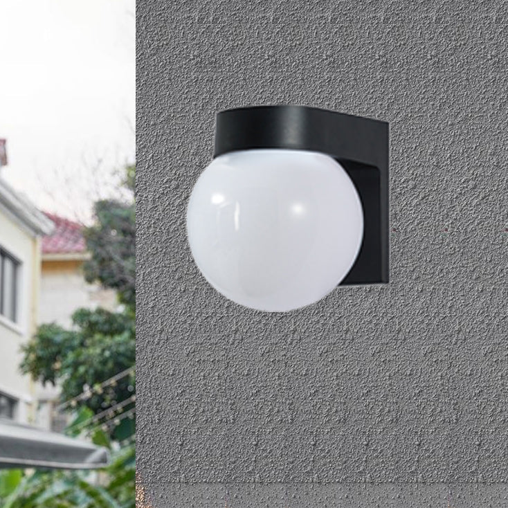 Zewnętrzna lampa ścienna nowoczesna kulista czarna LED