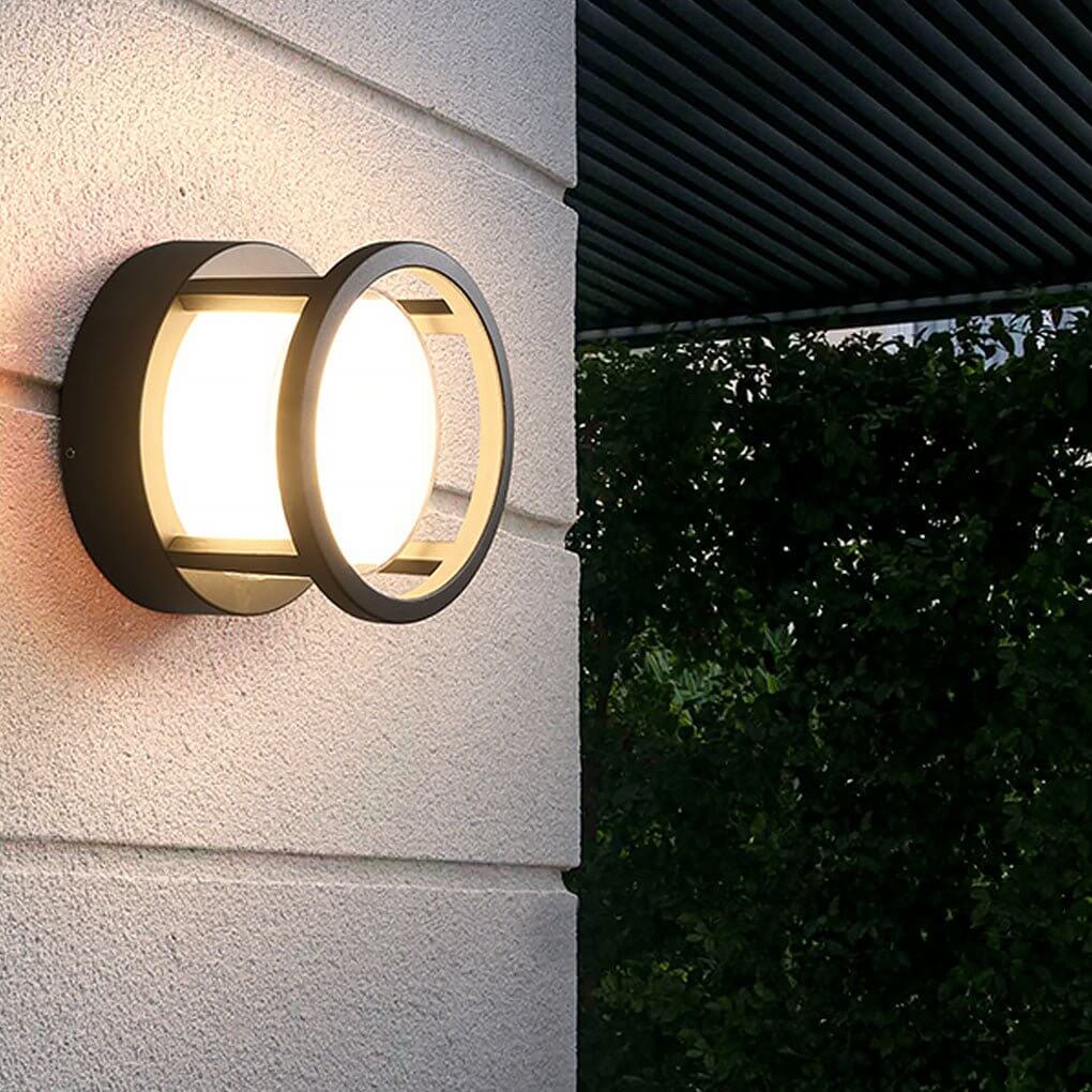 Zewnętrzna lampa ścienna ogrodowa LED wielofunkcyjna czarna latarnia