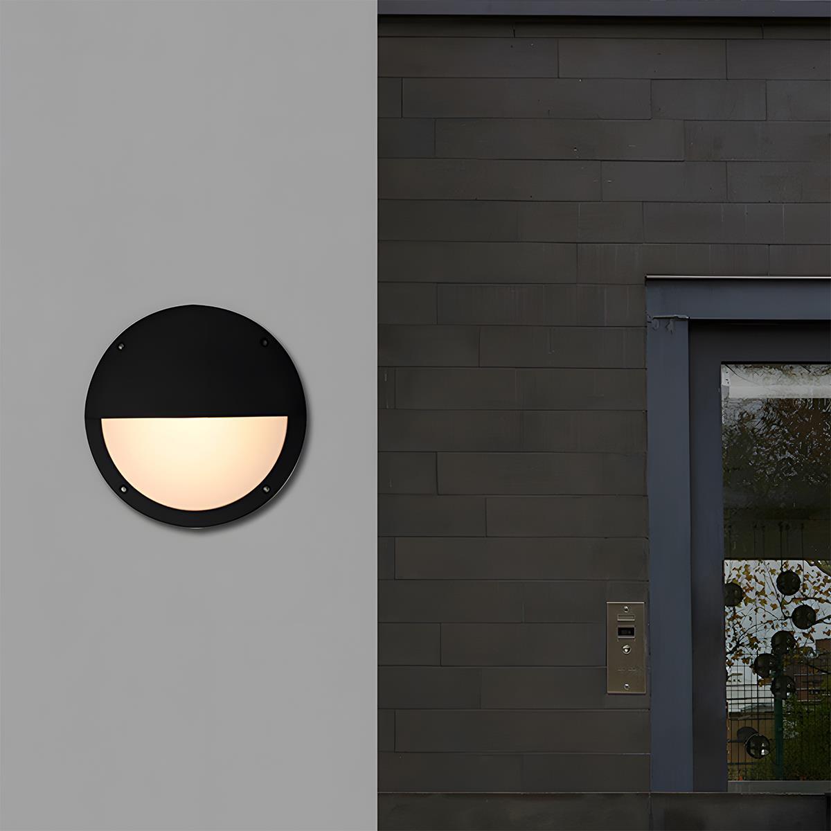 Zewnętrzna lampa scienna nowoczesna okrągła czarna LED