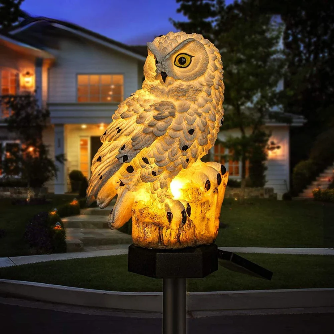 Zewnętrzna lampa sowa dekoracyjna figurka ogrodowa