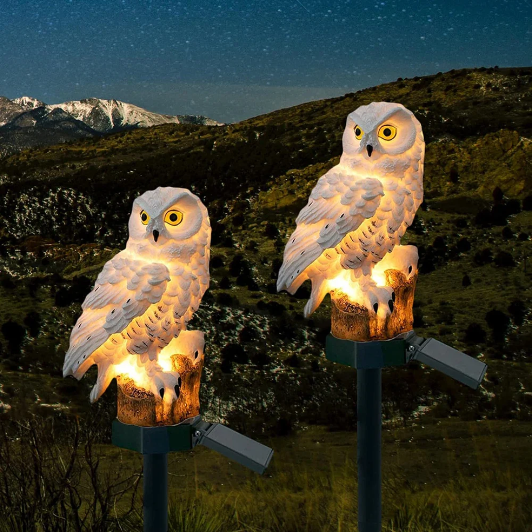 Zewnętrzna lampa sowa dekoracyjna figurka ogrodowa