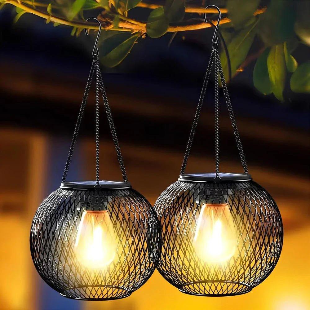 Zewnętrzna lampa wisząca czarna ogrodowa latarnia