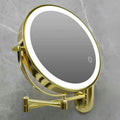 LED magnifying cosmetic mirror, double-sided, wall-mounted, foldable