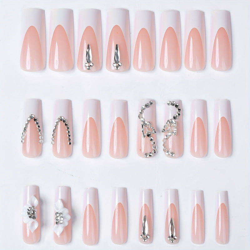 Floral nail stickers with rhinestones and glitter