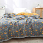 Colorful reversible quilted floral bedspread