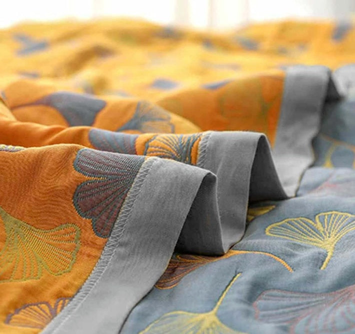 Colorful reversible quilted floral bedspread