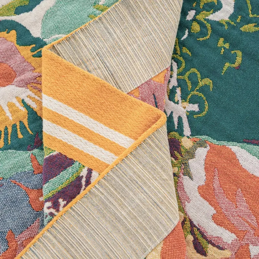 Colorful quilted floral bedspread