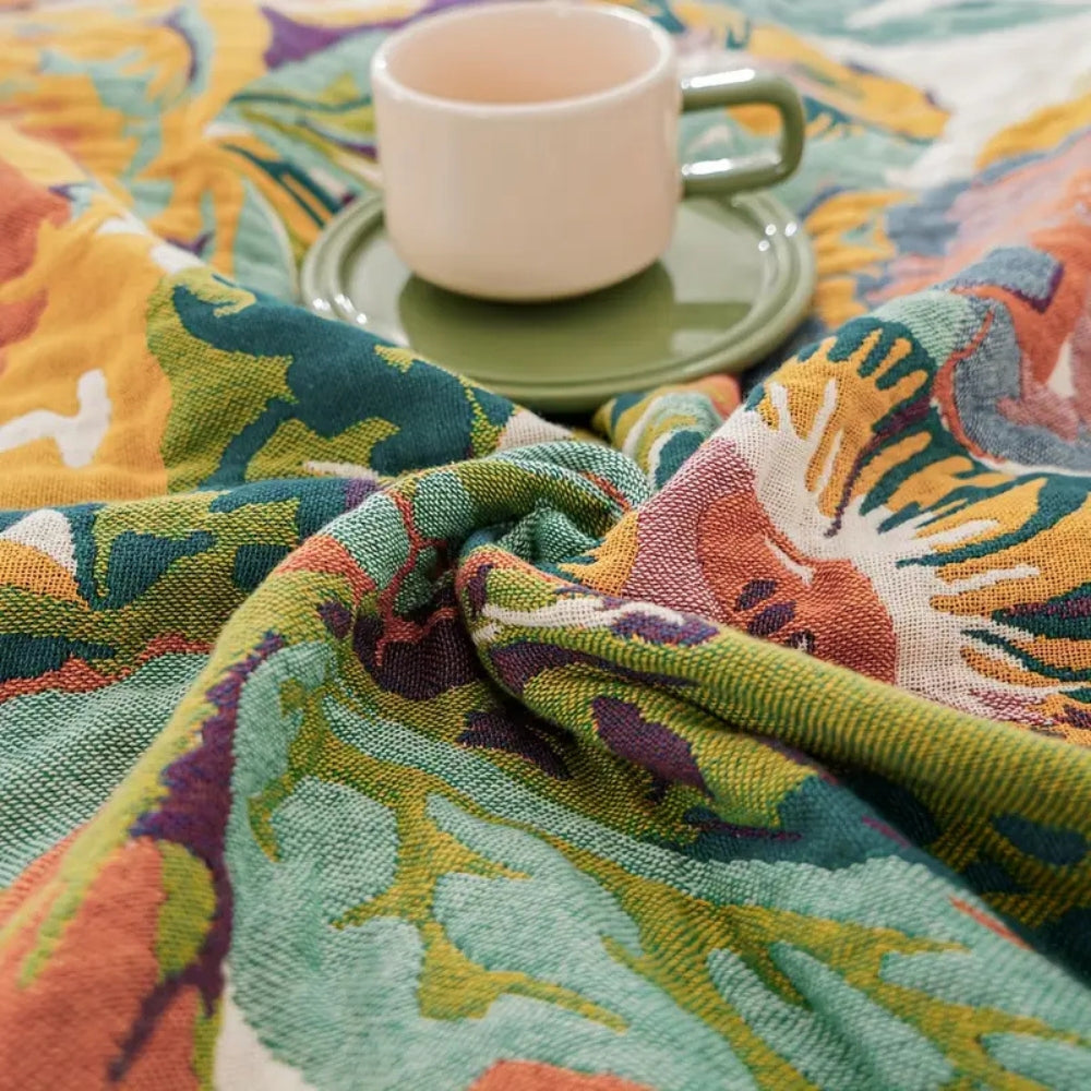Colorful quilted floral bedspread
