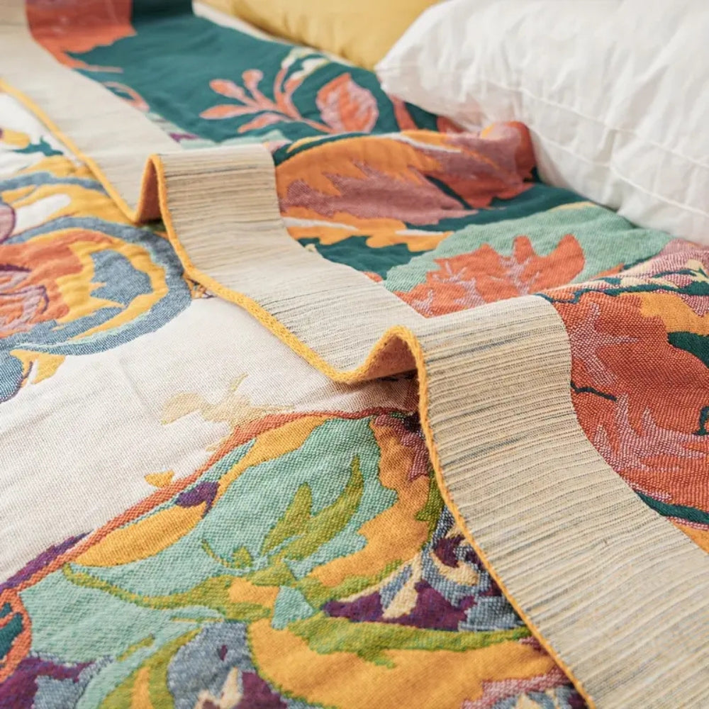 Colorful quilted floral bedspread