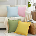 Colorful square decorative cushion with wavy edges
