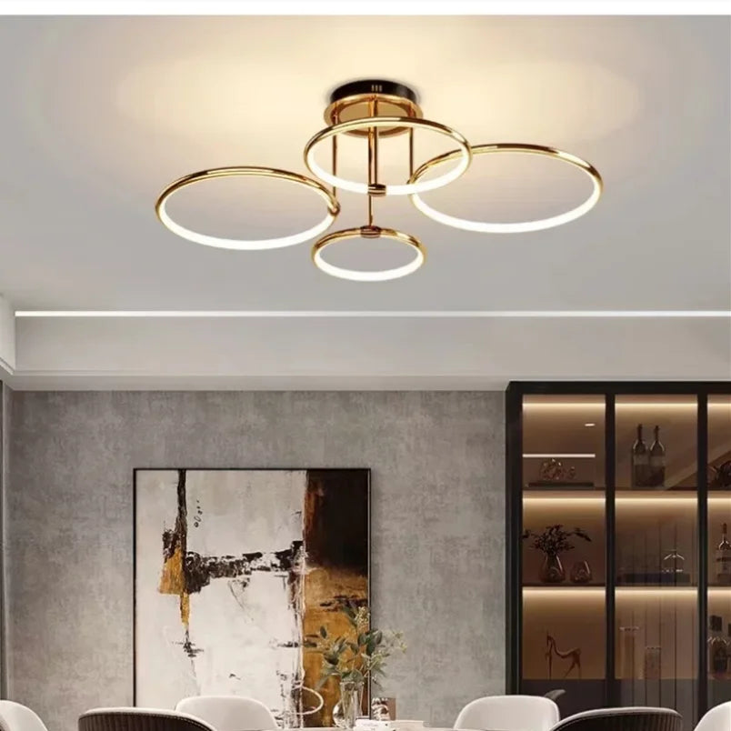 Żyrandol nowoczesny led geometryczny z okręgami