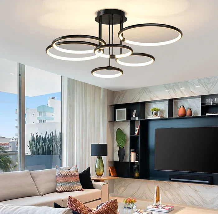 Żyrandol nowoczesny led geometryczny z okręgami
