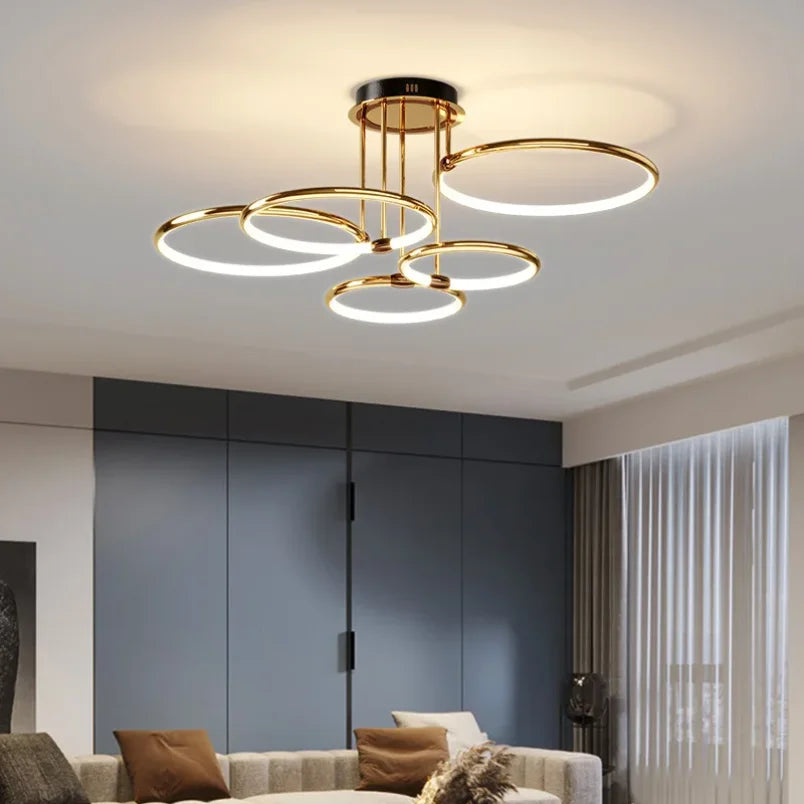 Żyrandol nowoczesny led geometryczny z okręgami