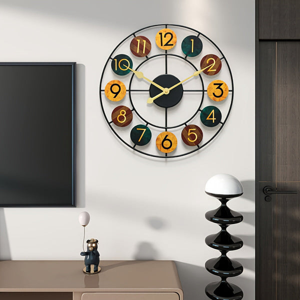 Modern openwork colorful wall clock with Arabic numerals