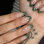 Green polka-dot press-on nails